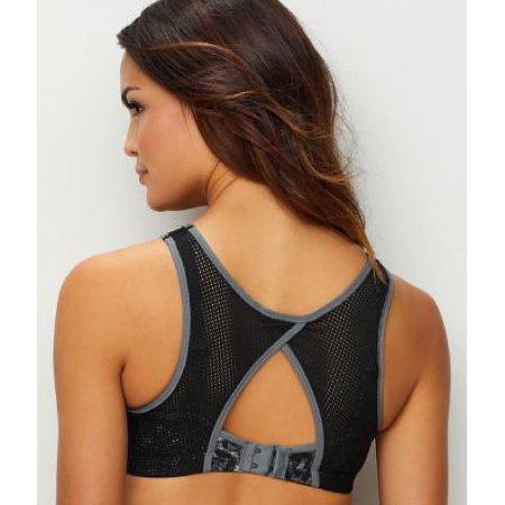 Maidenform DM7994 High-Impact Cutout Mesh-Panel Wireless Sports Bra 38C Gray & B - Picture 6 of 6